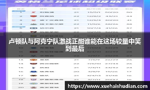 卢顿队与阿克宁队激战正酣谁能在这场较量中笑到最后